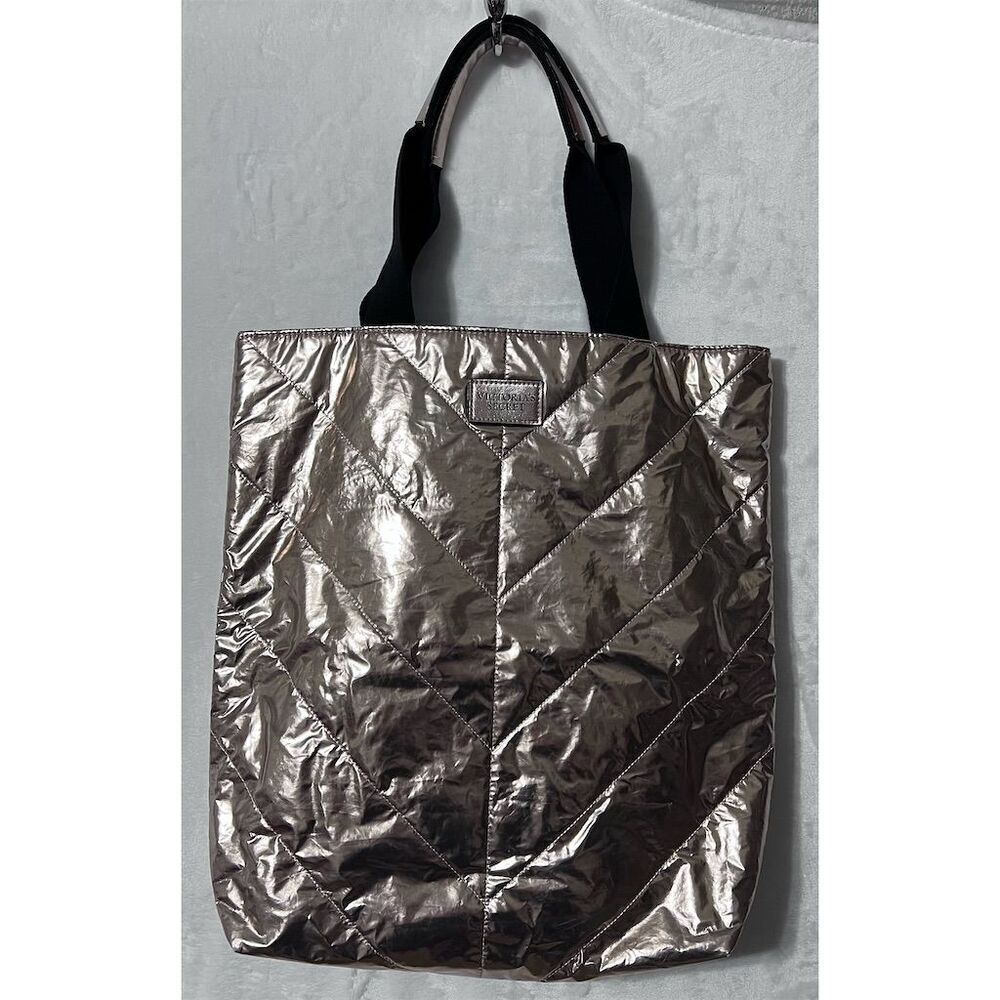Victoria's Secret Rose Gold Chevron Quilted Tote Bag